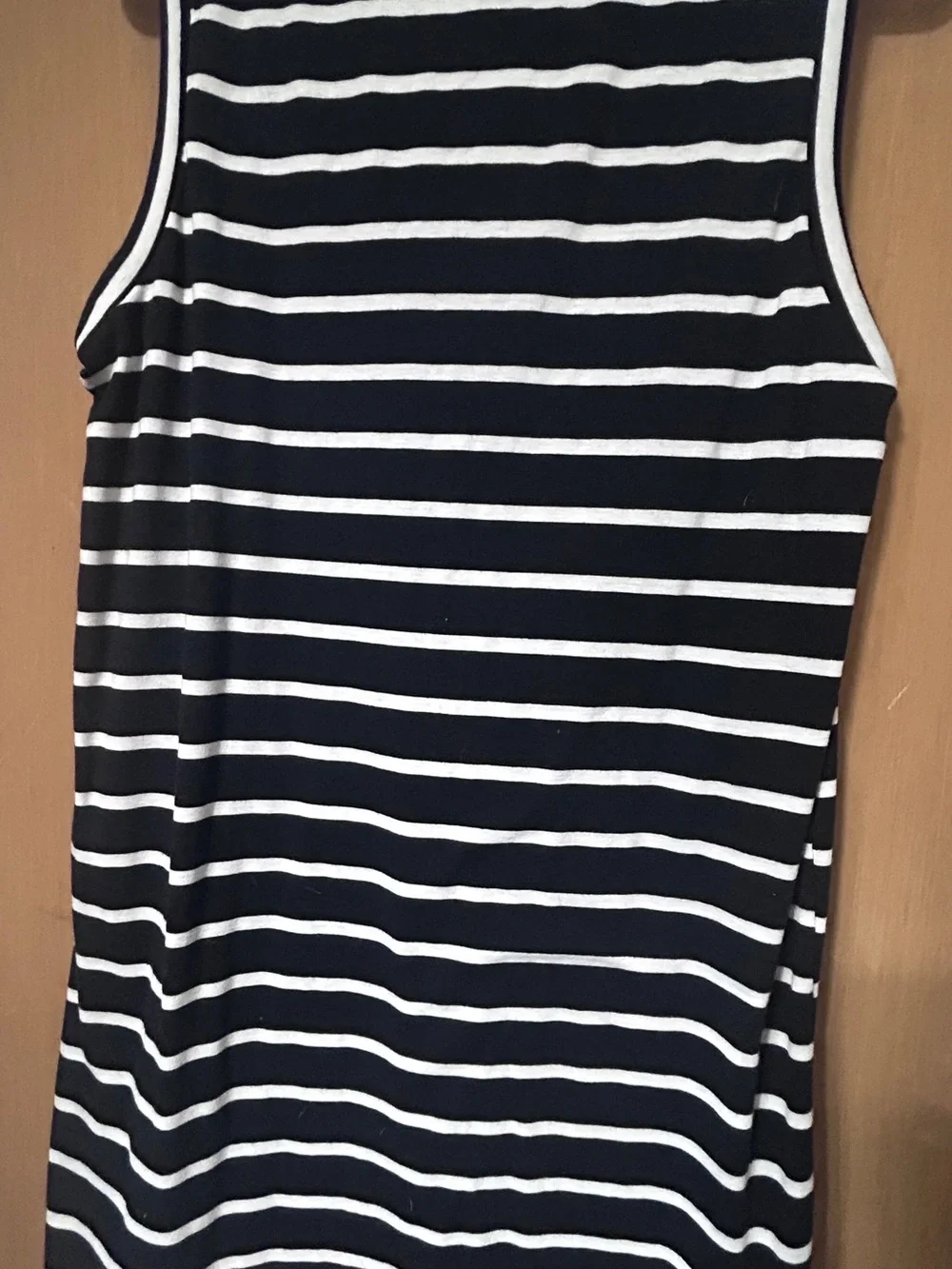 Sleeveless Black and White Striped Women's Tank Dress
